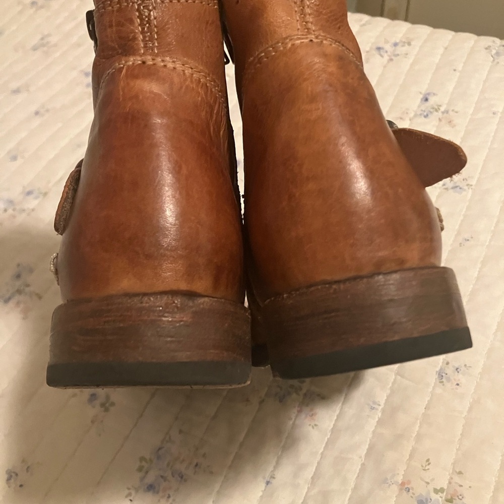 Bed Stu Cognac Leather Ankle Boot with Brass Buckle - Picture 2 of 13